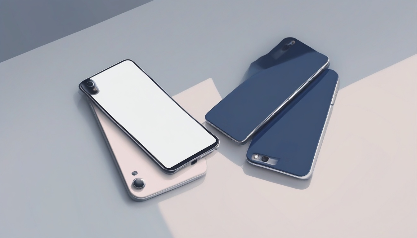 A of two smartphones side by side on a clean desk