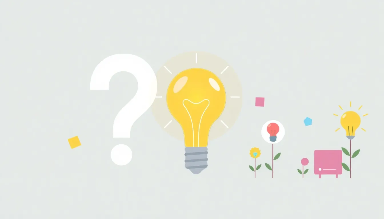 A of a large question mark next to a glowing lightbulb