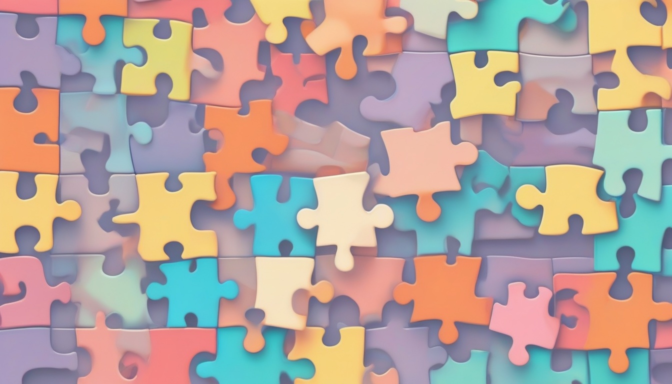 A of colorful puzzle pieces scattered chaotically on one ...