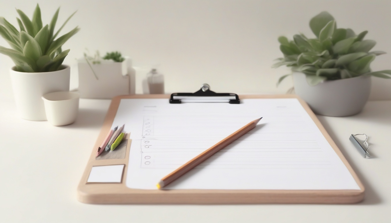 A of a clipboard with a checklist and a pencil placed on ...