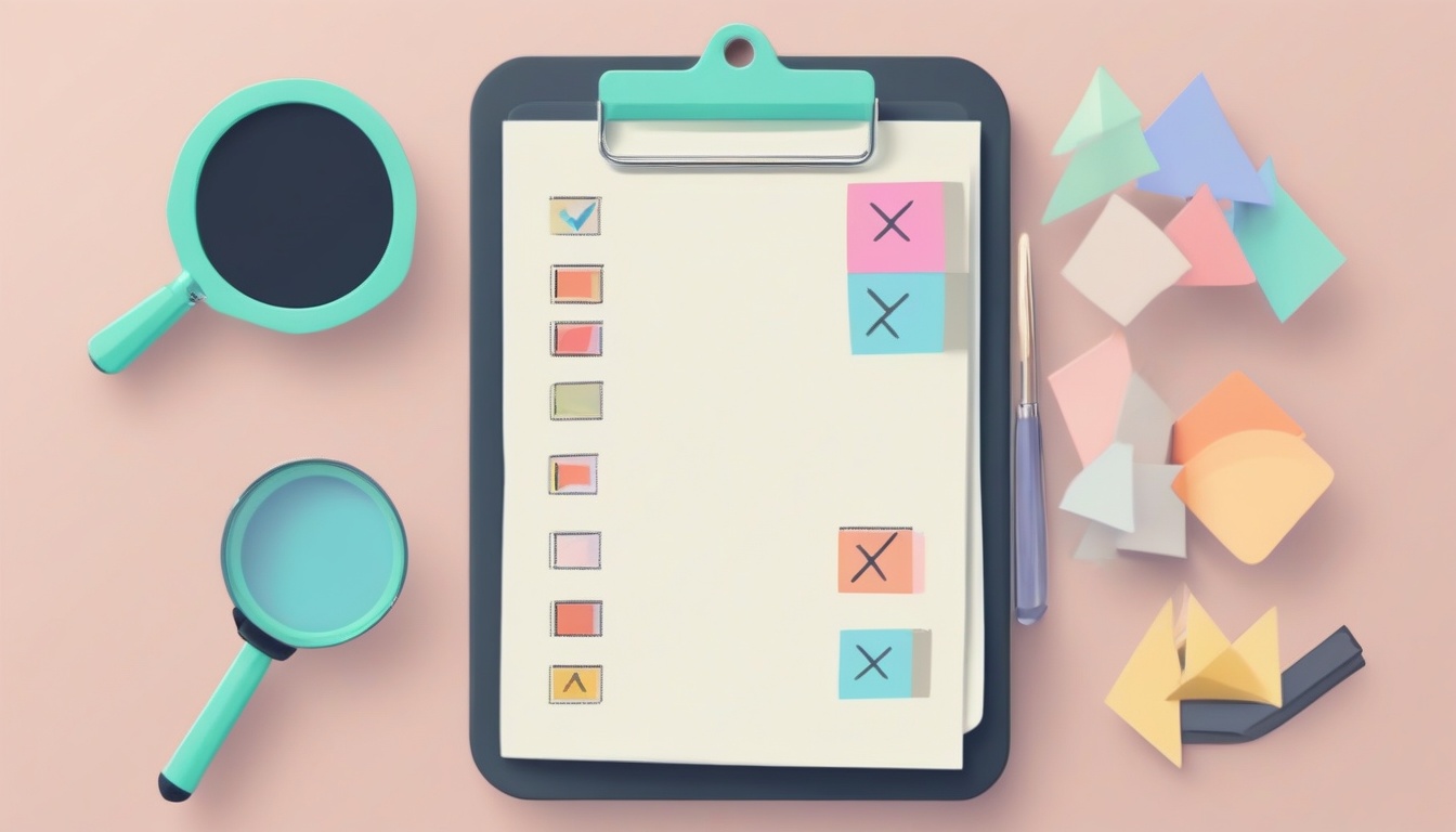 A of a checklist clipboard with checkmarks next to small ...