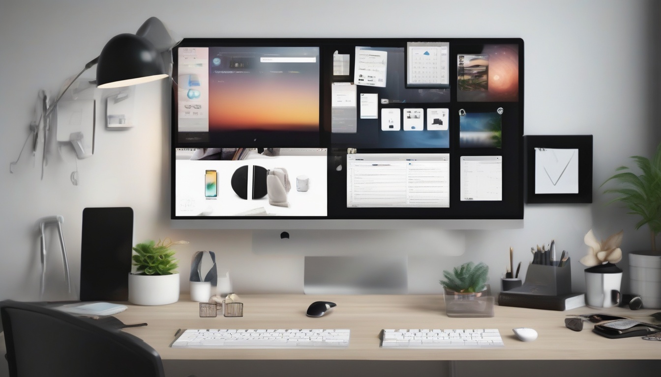 깔끔한 데스크탑에서 앱 아이콘이 정리되는 모습