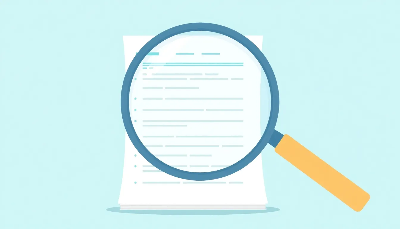 A of a magnifying glass hovering over a detailed document...