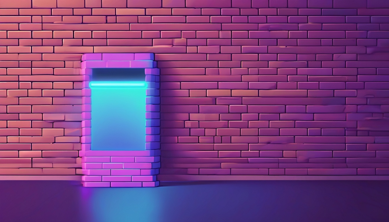 A of a brick wall with a glowing firewall barrier in fron...