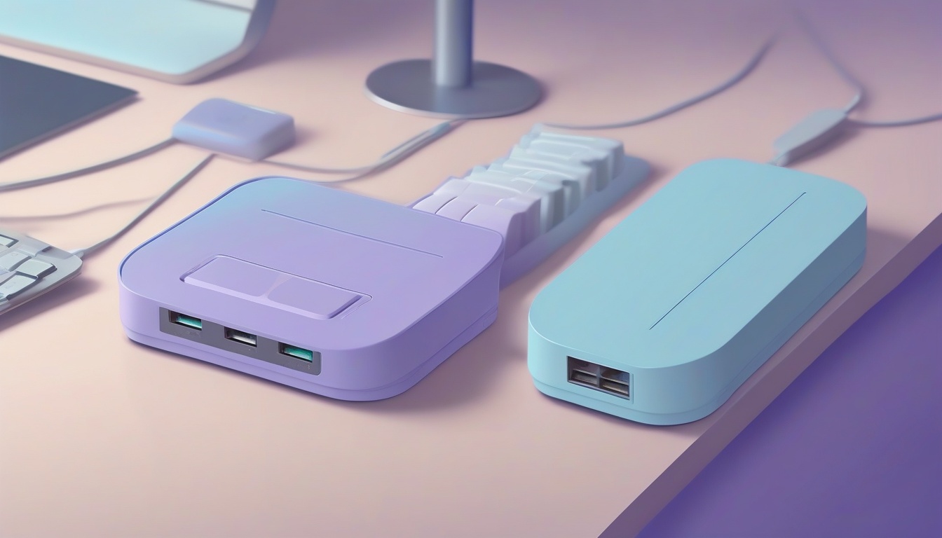 A of a premium USB hub docking station with multiple orga...