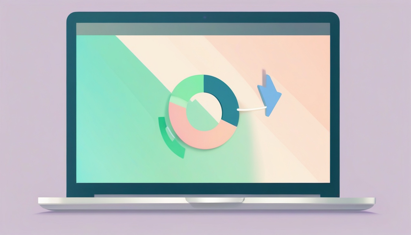 A of a circular arrow refresh icon above a laptop screen ...