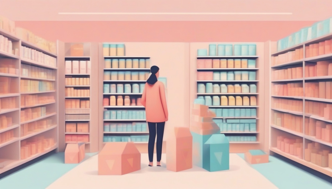 A of a warning triangle icon next to a confused shopper l...