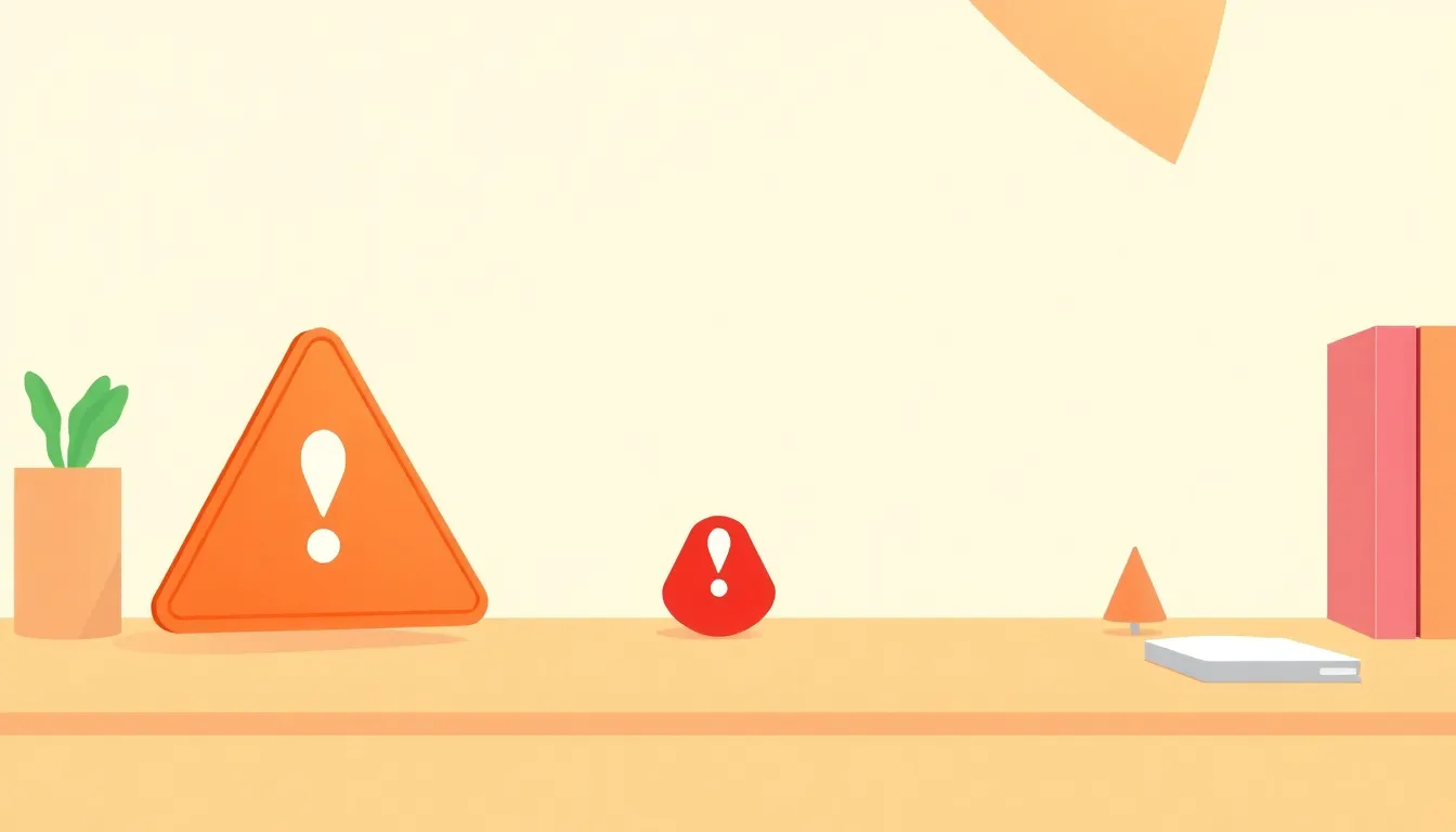 A of a caution triangle and a red warning circle placed o...