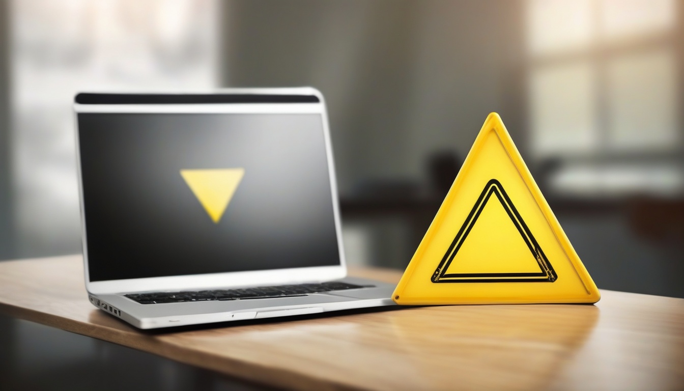 노란 경고 삼각형 아이콘과 주의 문구