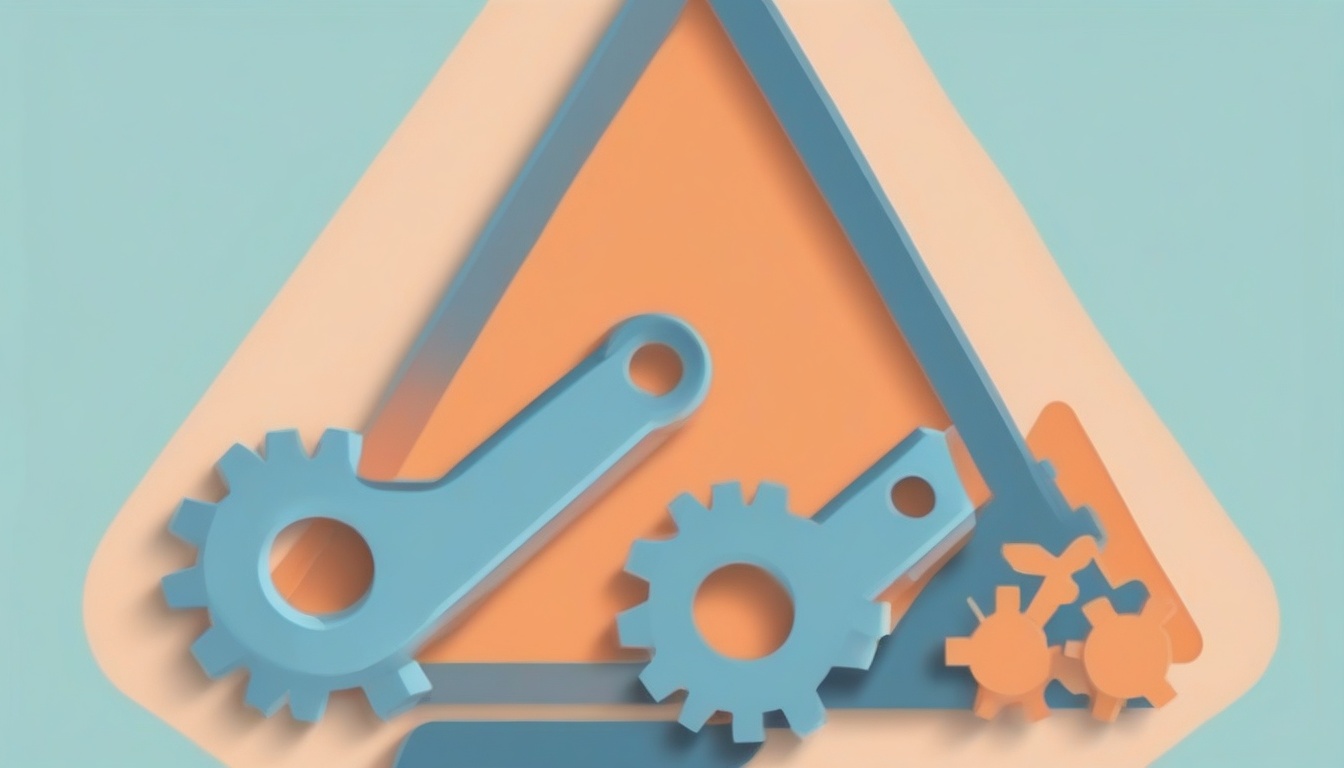A of a wrench and gear icon next to a warning triangle sign