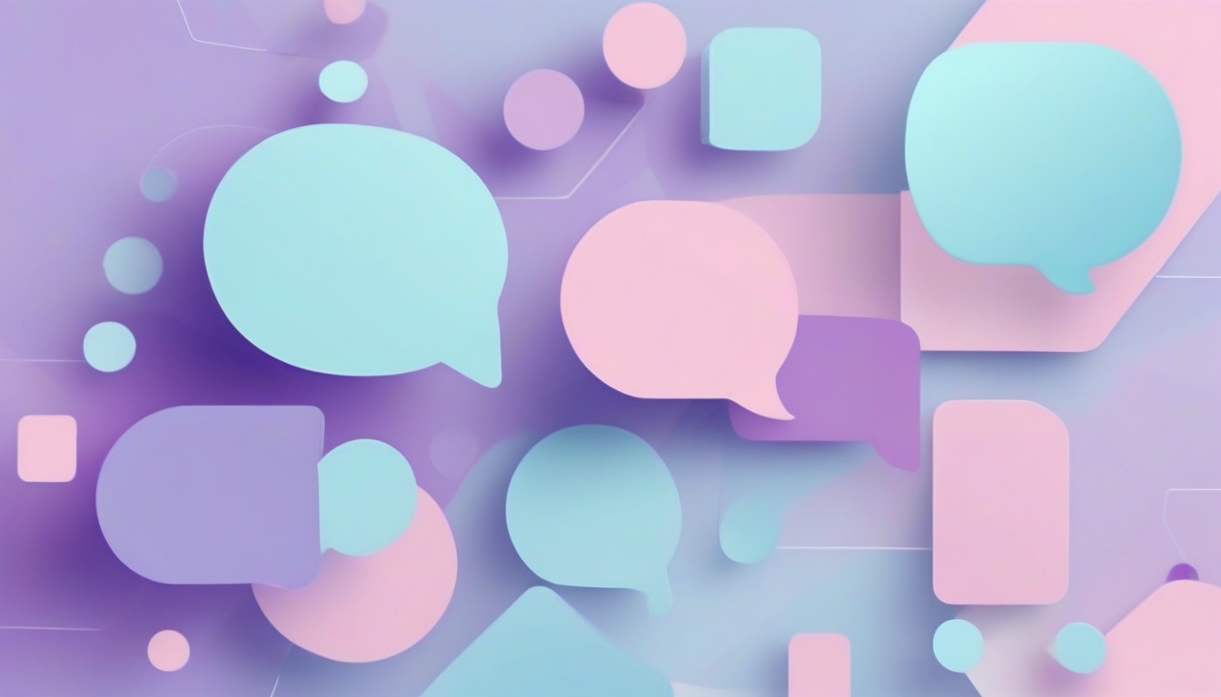 A of floating chat bubbles and abstract message interface...