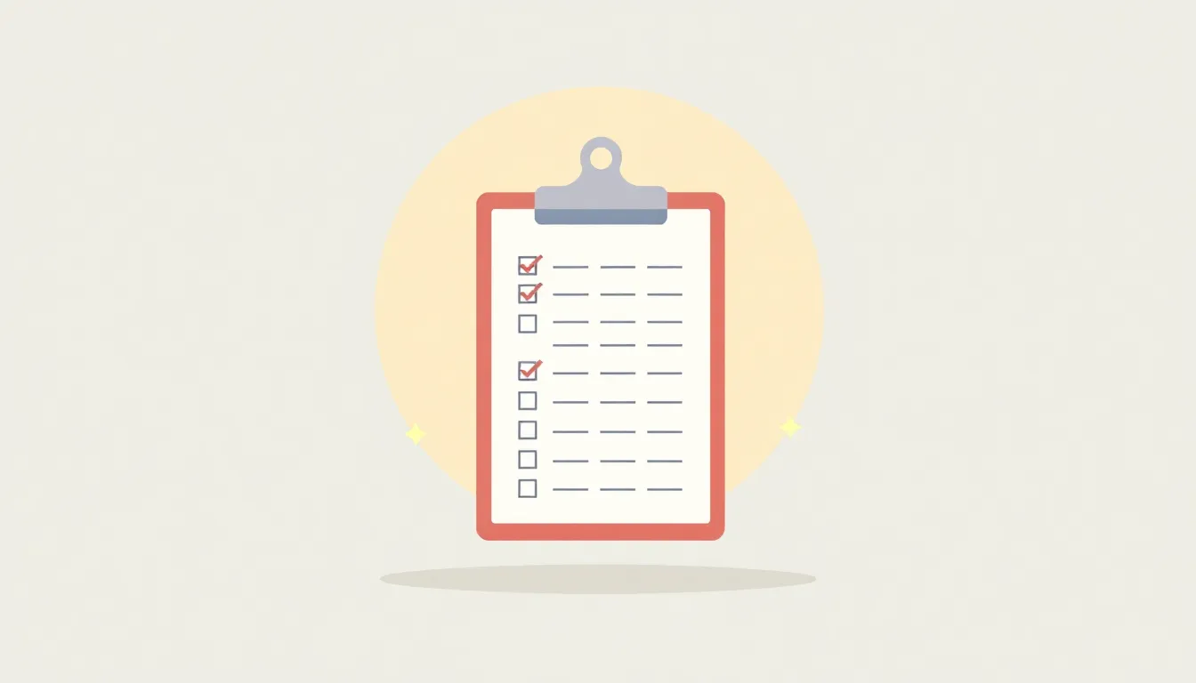 A of a clipboard with a neat checklist