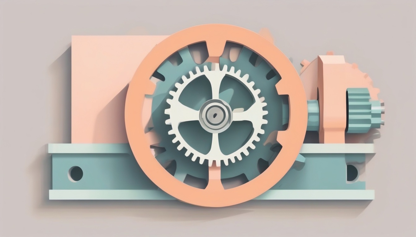 A of a warning sign next to a gear mechanism