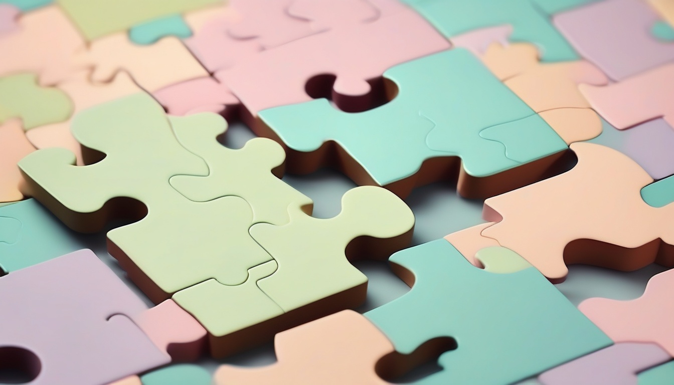 A of three interlocking puzzle pieces on a clean surface