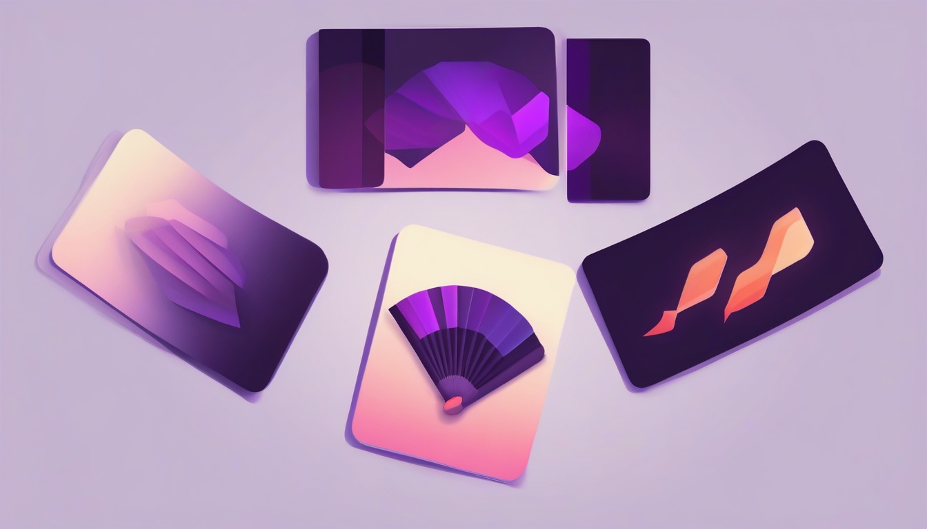 A of five glowing cards arranged in a fan shape