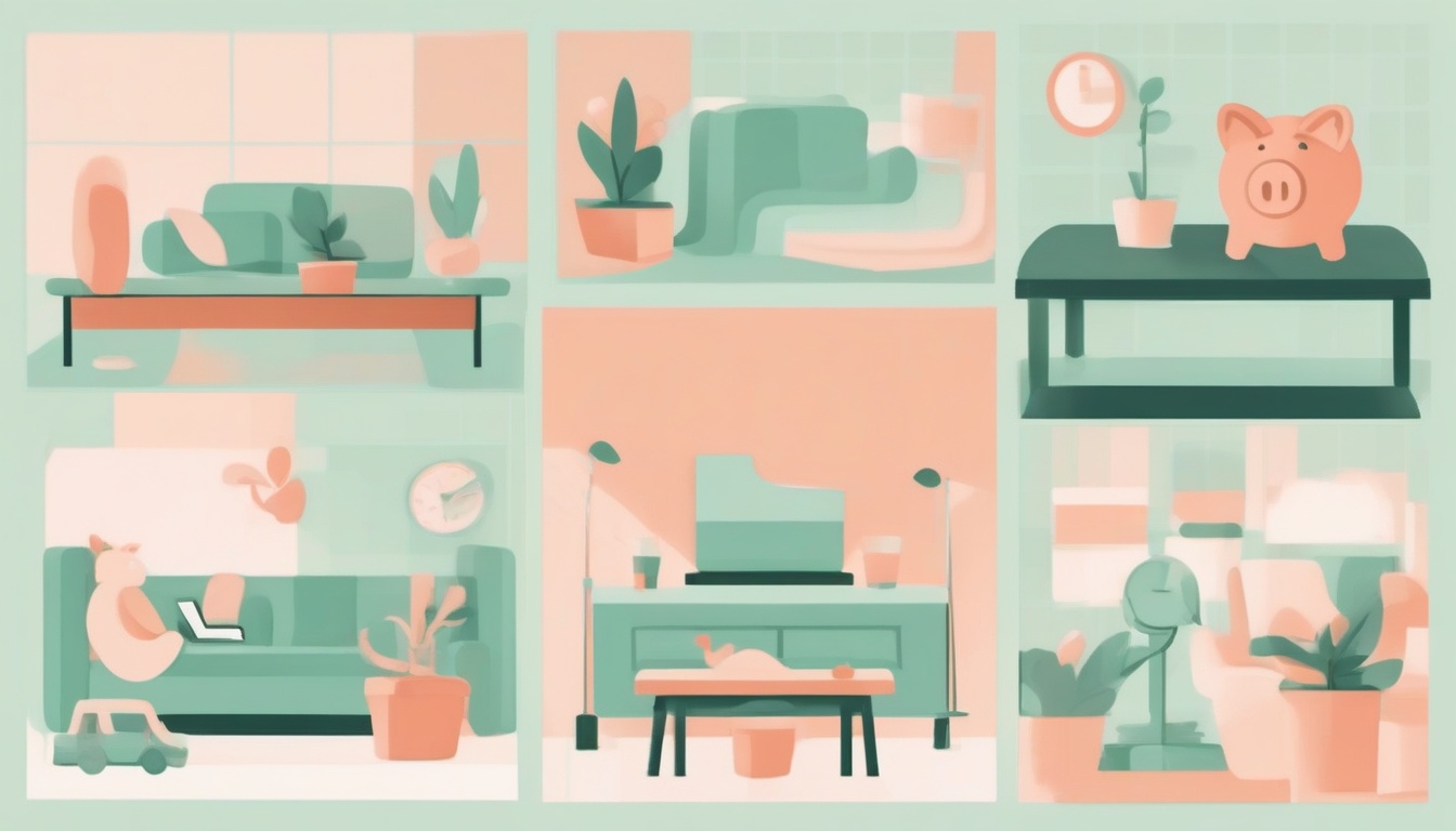 A of four lifestyle scenes arranged in a 2x2 grid: top-le...