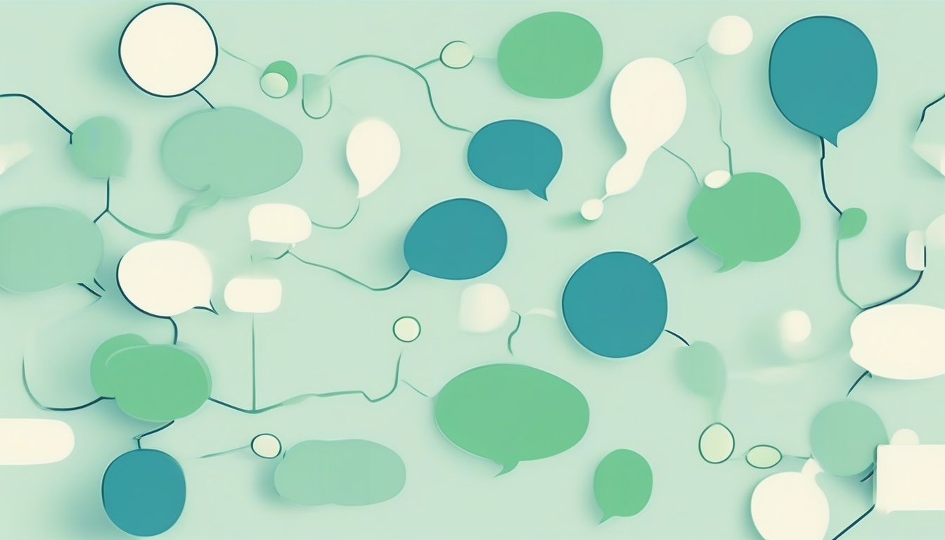 A of connected thought bubbles forming a chain on a light...