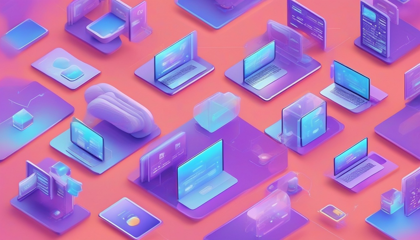 Browser window mockups arranged in a grid showing generic...