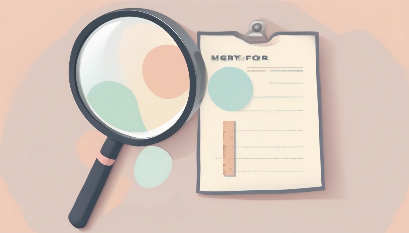 A of a magnifying glass over a small product label and a ...