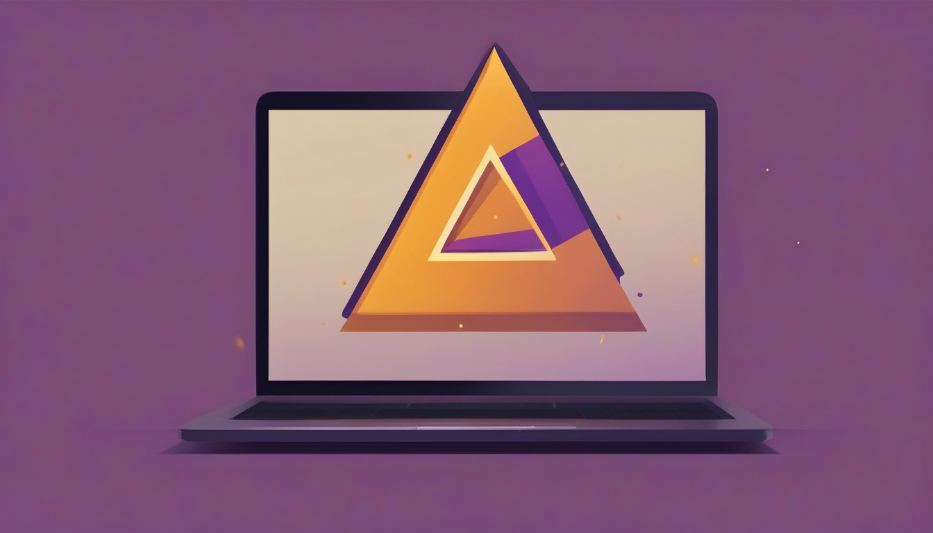 A of a warning triangle symbol floating above an open lap...