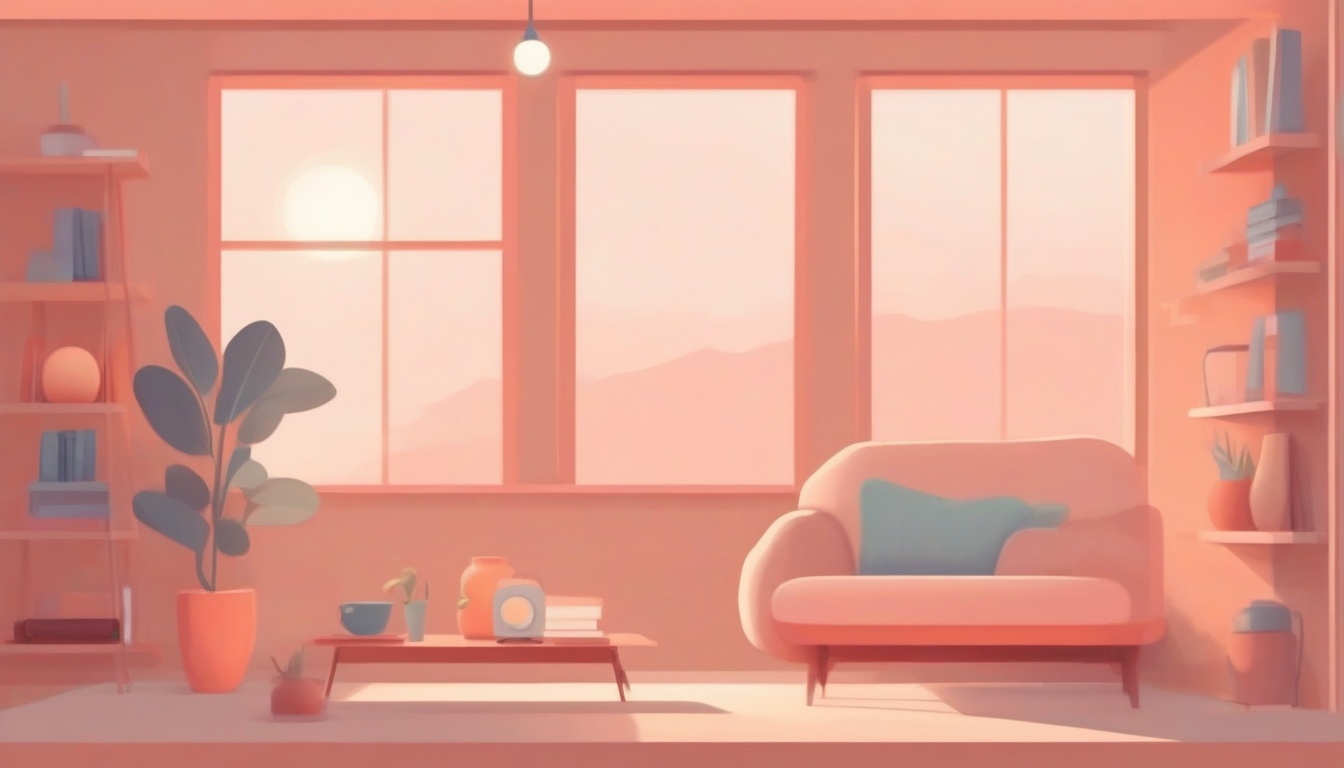 A of a cozy home interior with a small security camera on...