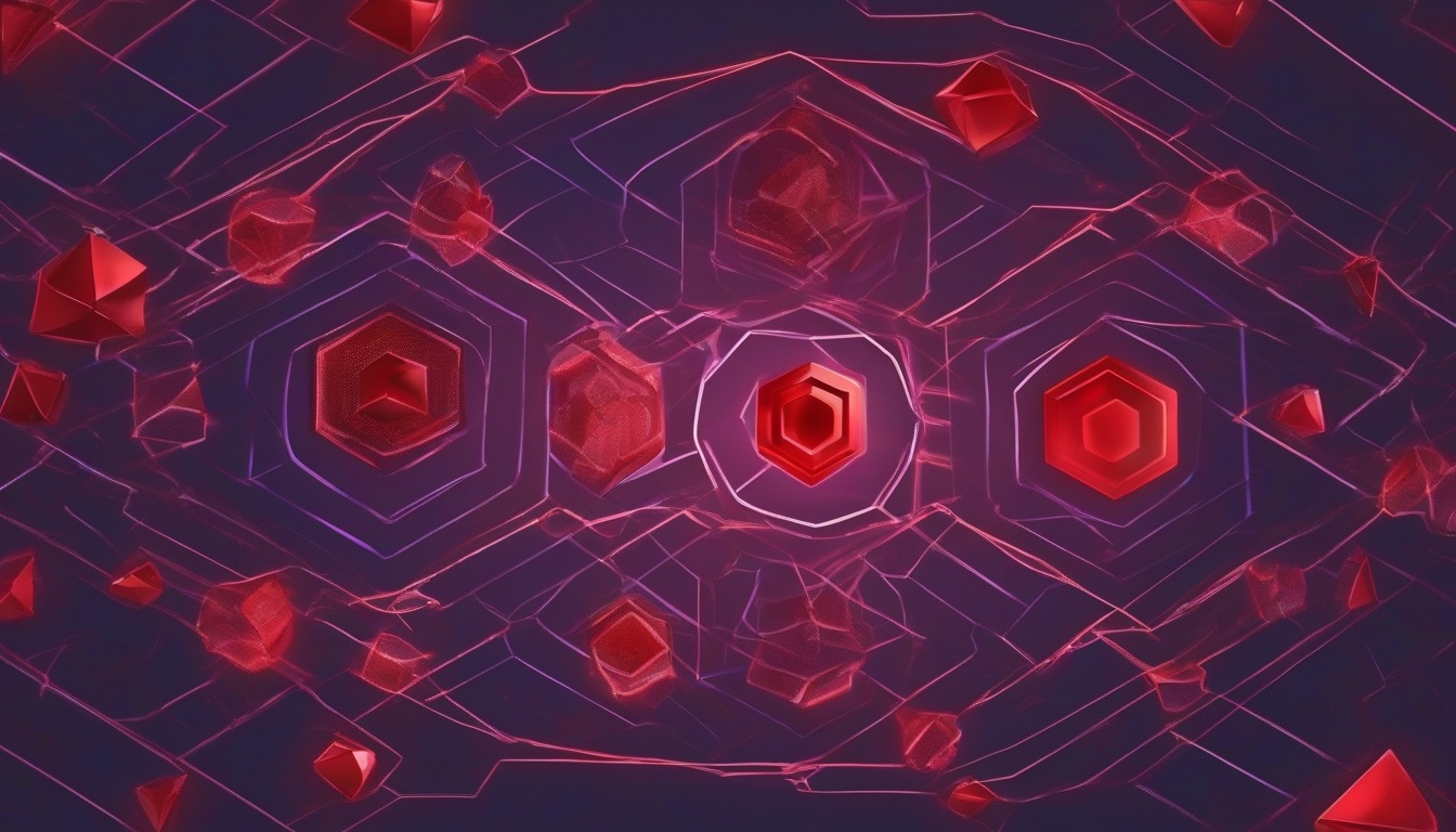 An abstract cautionary illustration with five red warning...