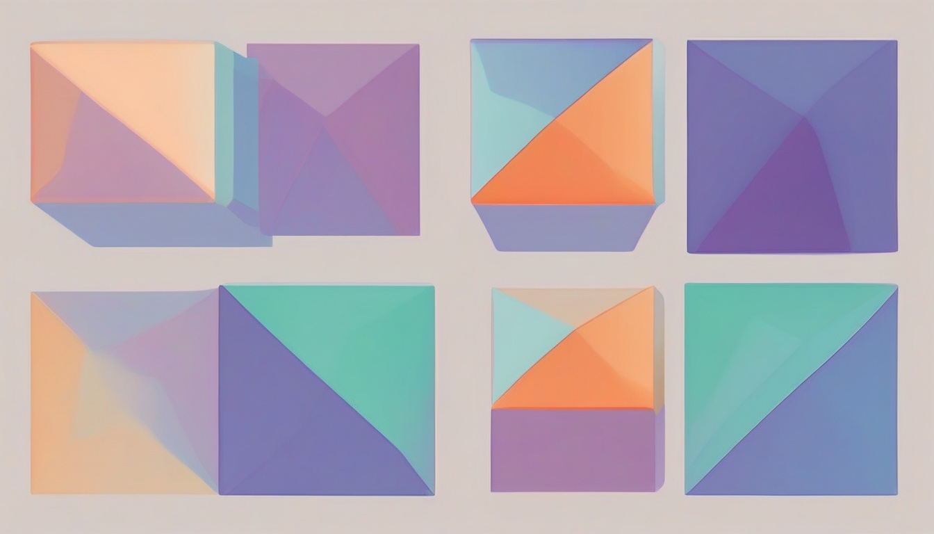 A of four abstract geometric containers arranged in a 2x2...