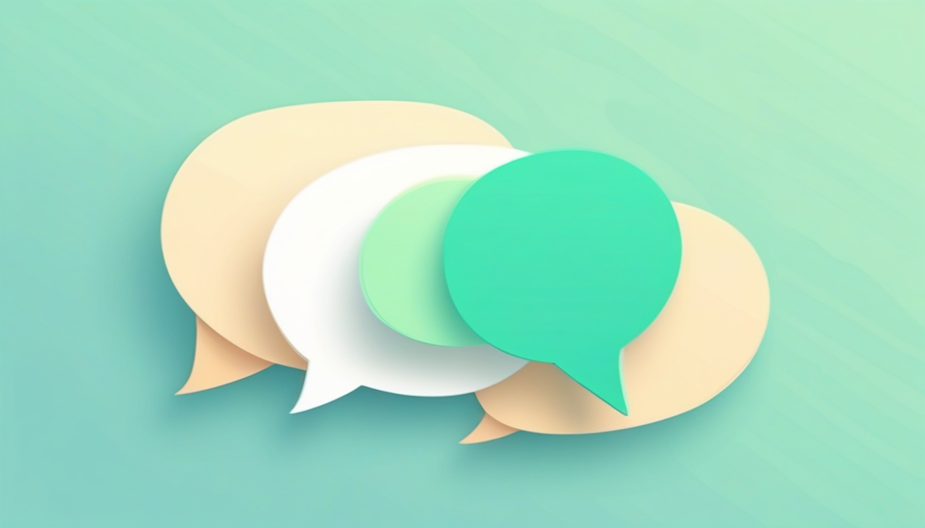 A of stacked chat message bubbles in two different colors...