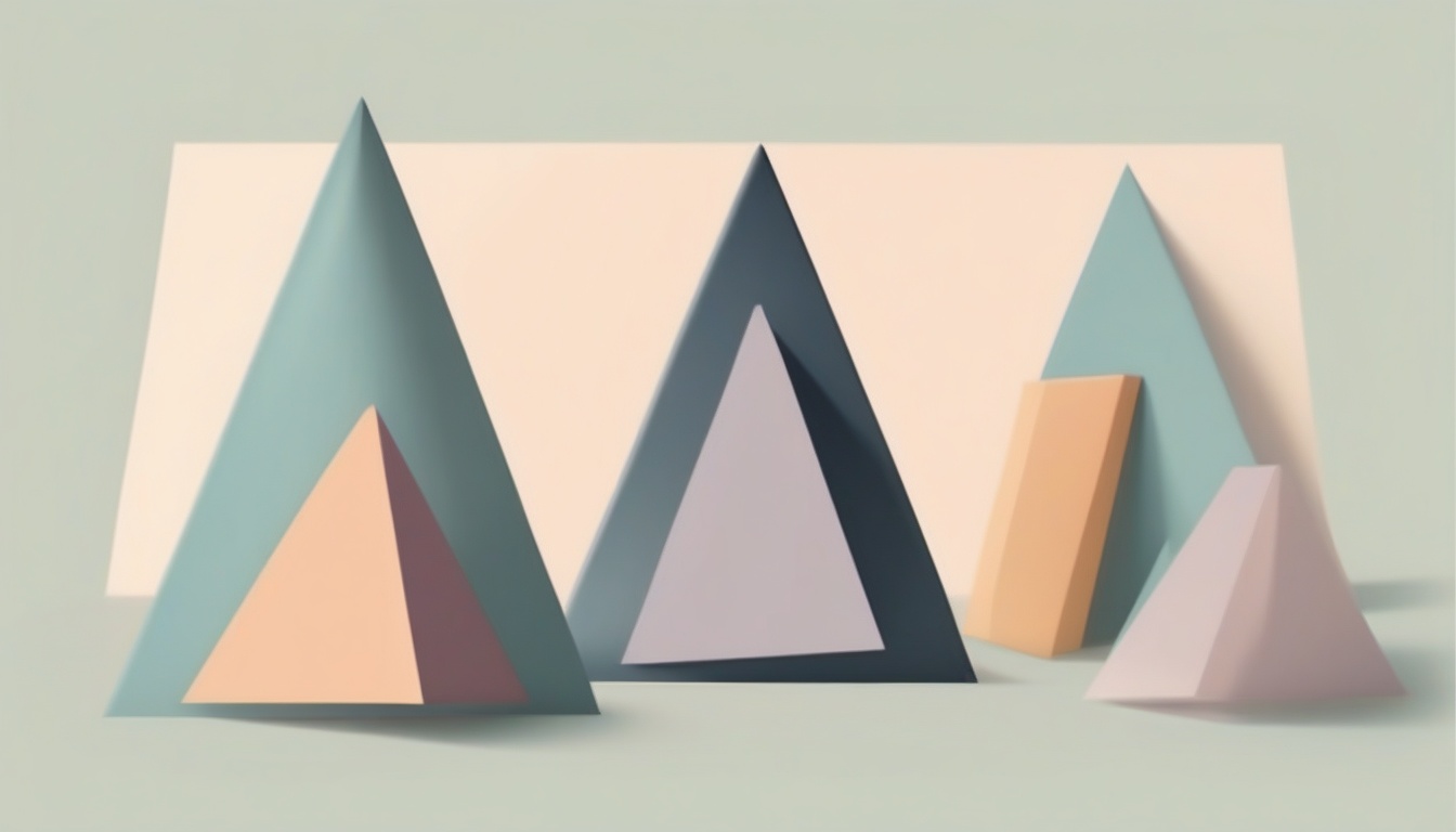 A of three abstract product silhouettes arranged in a tri...