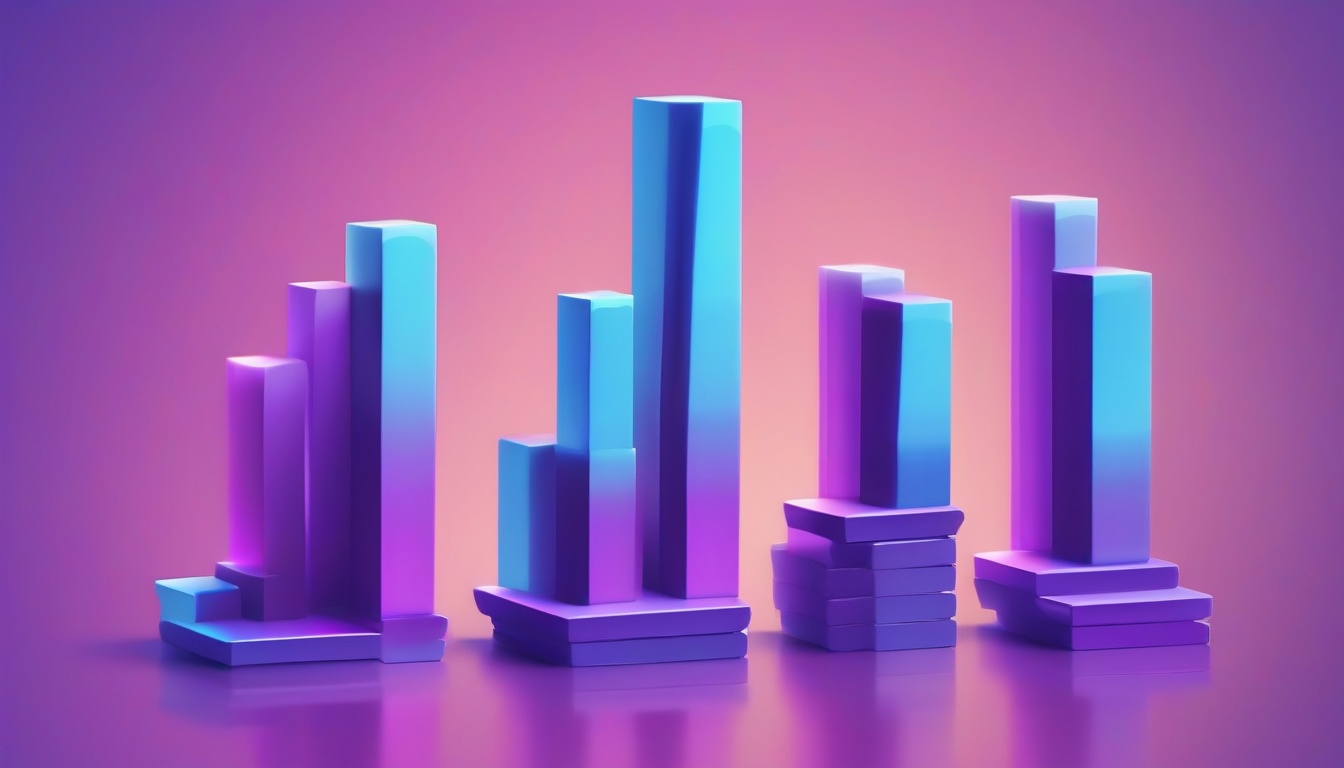 A clean flat illustration of a stacked bar chart showing ...