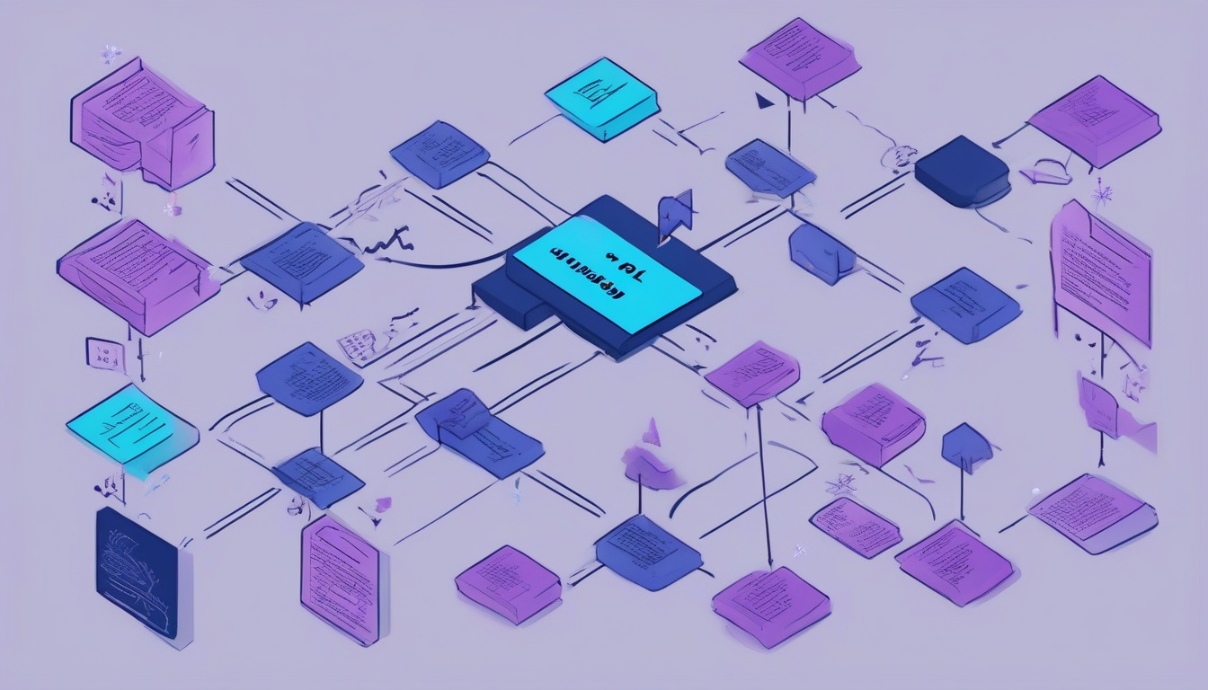 An isometric flowchart showing a meeting note transformin...