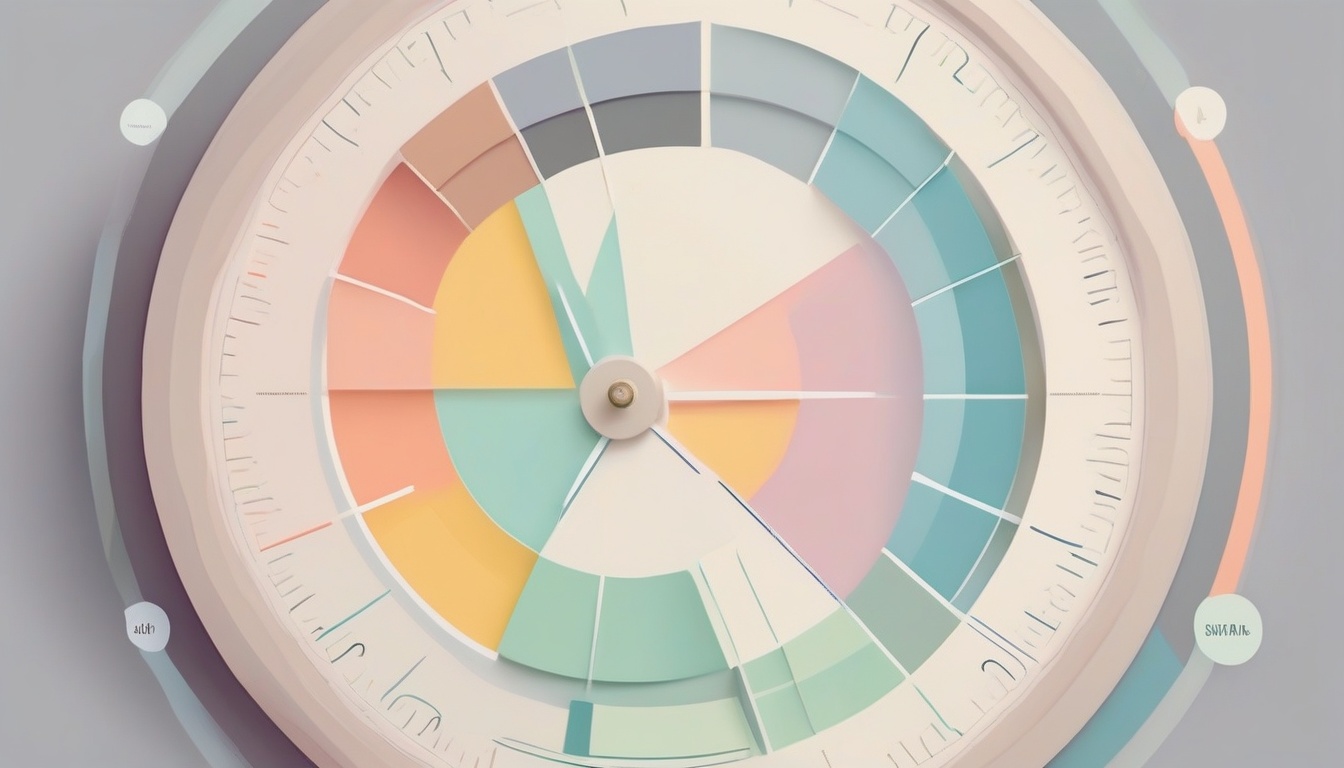 A of a circular dial with multiple labeled segments aroun...