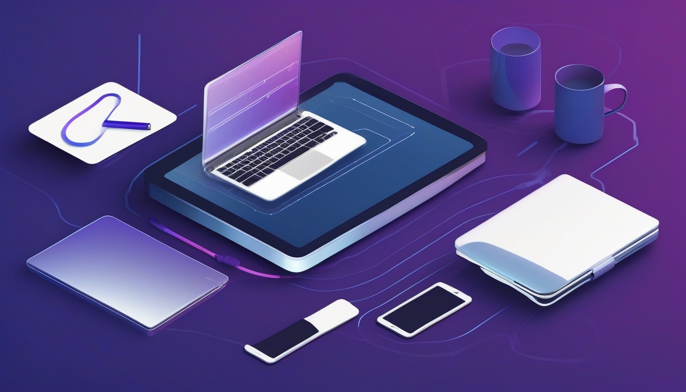 A clean flat illustration of a tablet used as a secondary...