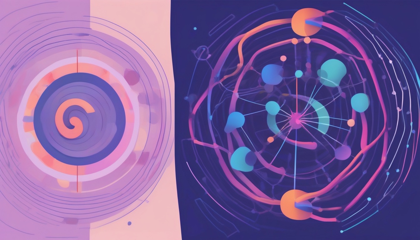 A of a side-by-side comparison showing two abstract neura...