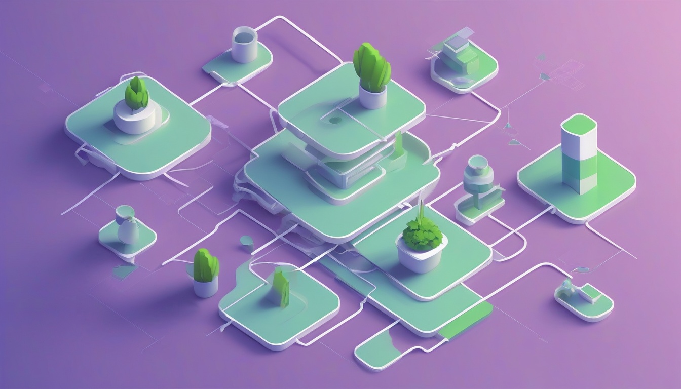 Isometric illustration: a hierarchical task tree with inbox
